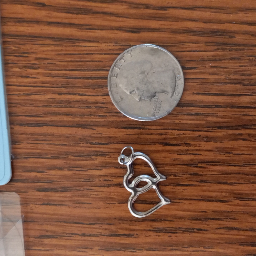 Silver Double Heart Charms